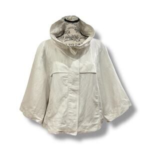 Sandro Sportswear Size XL Ivory Linen Cropped Jacket Lagenlook Boxy France